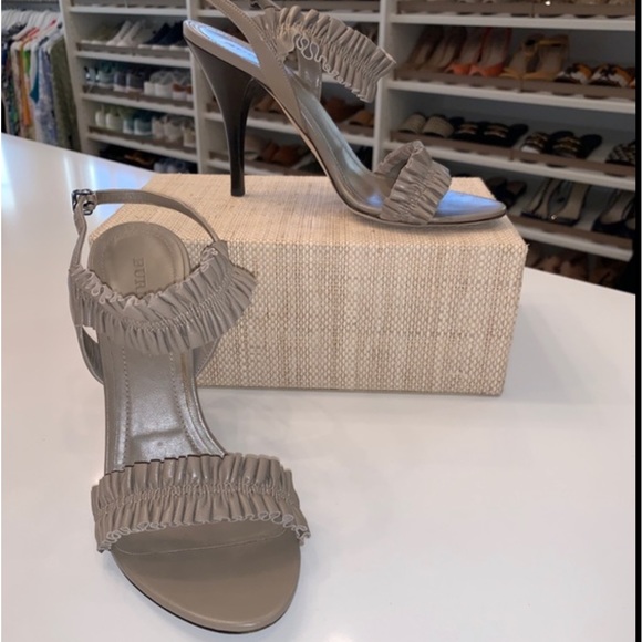 BURBERRY Flirty Ruffle Embellished Slingback Sandal Heels in Trench - Picture 9 of 9